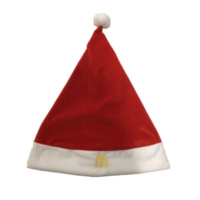0.4M 15.75in Rood Fluweel Santa And White Christmas Hat met McDonald-Embleem