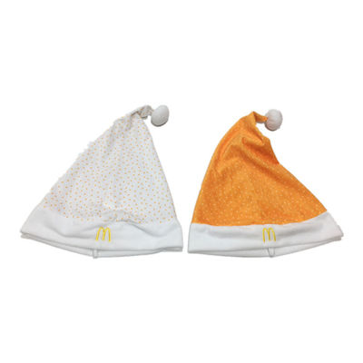 40cm 15.75in McDonald's Gepersonaliseerde Gouden en Witte Santa Christmas Hats For Adults