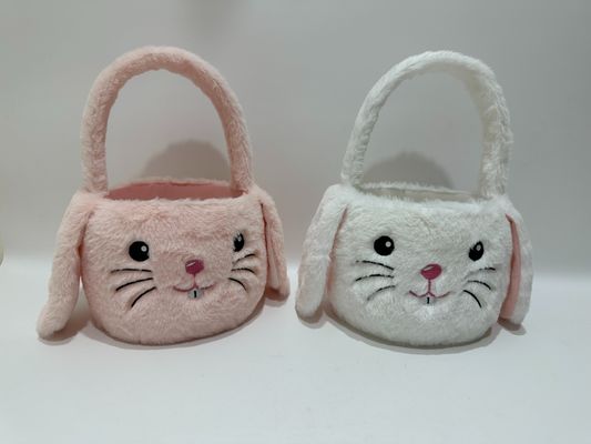150mm 4 &quot; Roze en Witte Pasen Bunny Stuffed Animal Rabbit Plush Toy With Basket