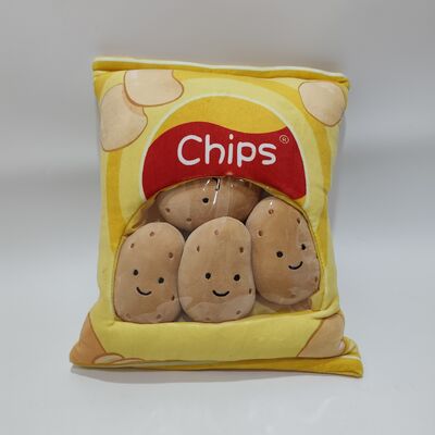 Schattig PVC-chipskussen met schattig zacht pluchen kussen in aardappelontwerp