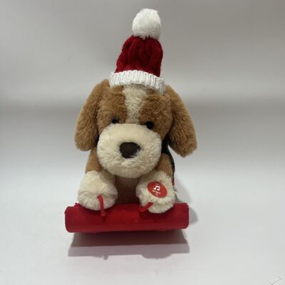 Christmas Sleigh Dog Plush Toy Swinging and Singing Dog Doll Holiday Interactive Toy
