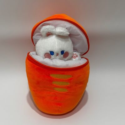 Aanpasbare schattig gevulde pluis speelgoed met rits wortelvormige konijnen