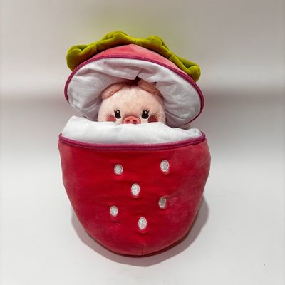 Aanpasbaar schattig gevuld pluis speelgoed met rits aardbeienvormig biggetje