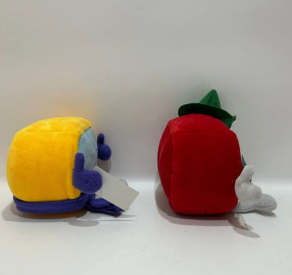 Aanpasbare 14cm rode en gele kabelbaan mascotte pluispoppen