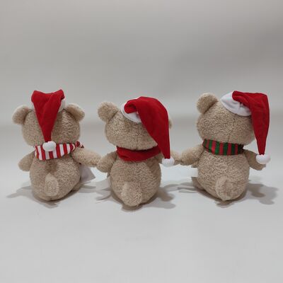 3 Assorted Christmas Plush Bears Soft Holiday Teddy Bear Gift Set