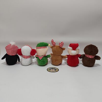 6 Assorti Kerst Pluche Speelgoed met Zing- en Lichtfuncties