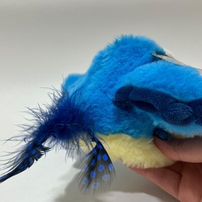 Blauwe Dikke Vogel Pluche Speelgoed met Geluid Knijp om te Piepen Grappige Gevulde Vogel Interactief Stressverlichtend Speelgoed