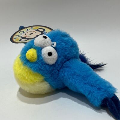 Blauwe Dikke Vogel Pluche Speelgoed met Geluid Knijp om te Piepen Grappige Gevulde Vogel Interactief Stressverlichtend Speelgoed
