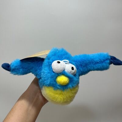 Blauwe Dikke Vogel Pluche Speelgoed met Geluid Knijp om te Piepen Grappige Gevulde Vogel Interactief Stressverlichtend Speelgoed