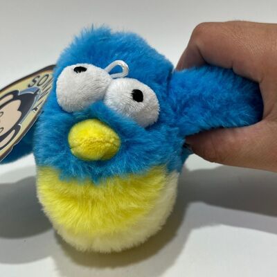 Blauwe Dikke Vogel Pluche Speelgoed met Geluid Knijp om te Piepen Grappige Gevulde Vogel Interactief Stressverlichtend Speelgoed