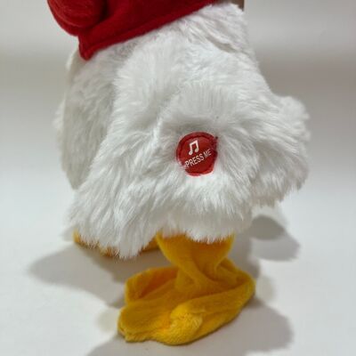 Witte kip pluis speeltje met nek-trek Klokken Zingen en dansen Grappige haan pop Interactief stressverlichting speeltje