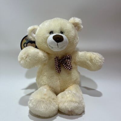 Zingen en klappen Cream Teddy Bear Plush Toy Interactieve Muziek Beer Classic Plaid Bowtie Gevulde Dier