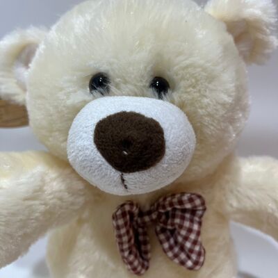 Zingen en klappen Cream Teddy Bear Plush Toy Interactieve Muziek Beer Classic Plaid Bowtie Gevulde Dier