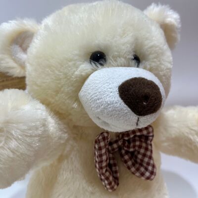 Zingen en klappen Cream Teddy Bear Plush Toy Interactieve Muziek Beer Classic Plaid Bowtie Gevulde Dier