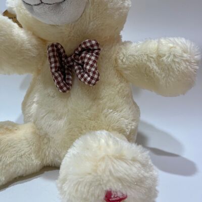 Zingen en klappen Cream Teddy Bear Plush Toy Interactieve Muziek Beer Classic Plaid Bowtie Gevulde Dier