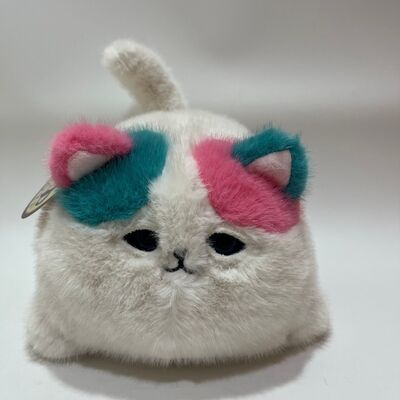 Blinkend Grinzend Fluffy Cat Plush Toy schattig miauwen Interactieve Kitten Roze Teal Langharige Stressverlichting Companion