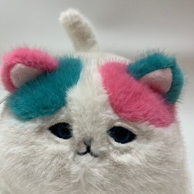 Blinkend Grinzend Fluffy Cat Plush Toy schattig miauwen Interactieve Kitten Roze Teal Langharige Stressverlichting Companion