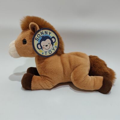 Zacht pluis bruin paard speeltje schattig en realistisch gevulde dier