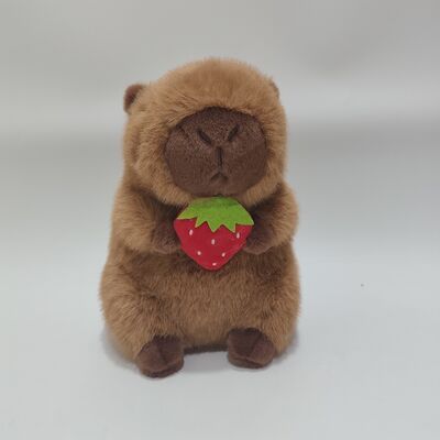 Interactieve voeding Capybara pluis speeltje met aardbeien en geluidseffect