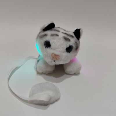 Magnetisch verlicht witte tijger schouder pluis speelgoed met gloeiende functie