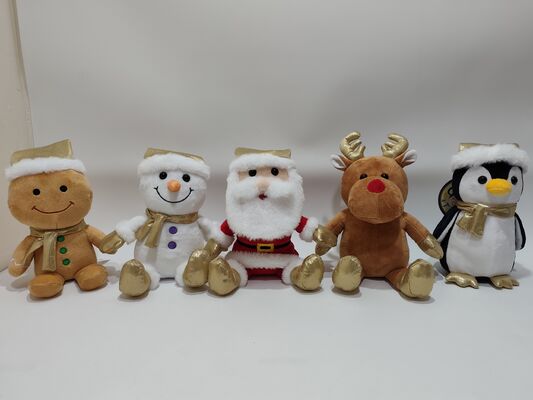 5 Assorti Gouden Kerst Pluche Speelgoed Feestelijke Zachte Gevulde Vakantie Collectie
