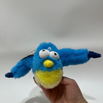 Blauwe Dikke Vogel Pluche Speelgoed met Geluid Knijp om te Piepen Grappige Gevulde Vogel Interactief Stressverlichtend Speelgoed